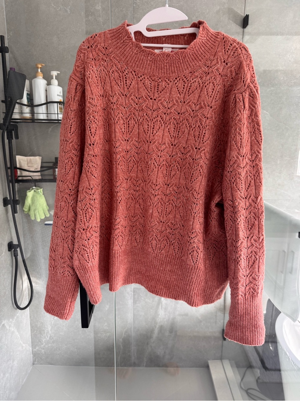 Joe Fresh Open-Knit Crewneck Sweater - Rose